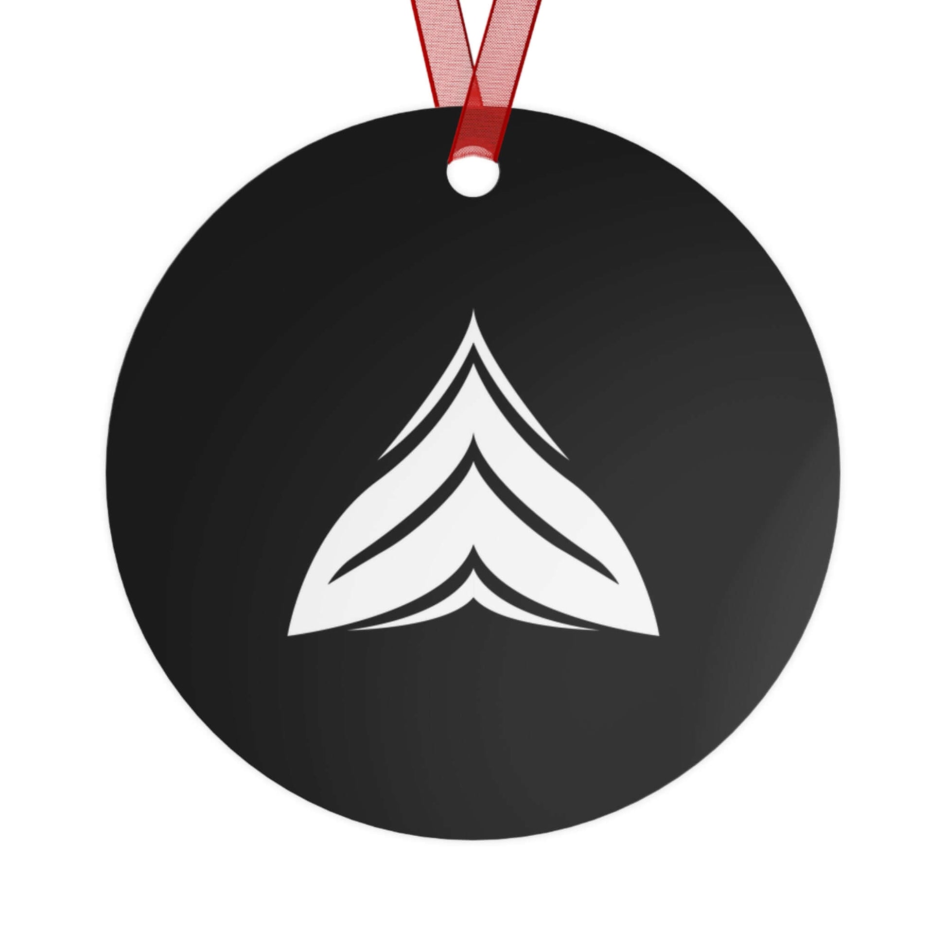 Aluminum Santa ornament with psychedelic design, unique Christmas tree decor.