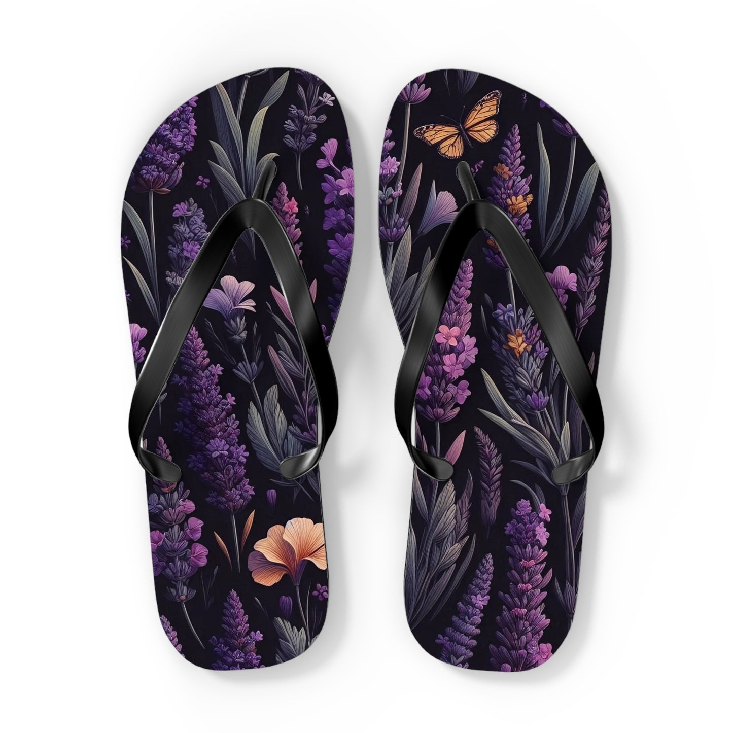 Lavender Floral Flip Flops