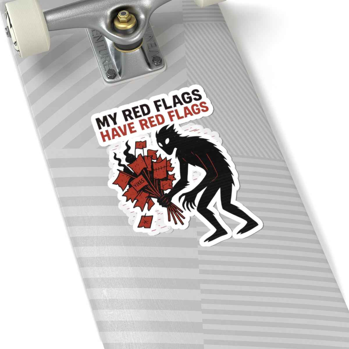 Hiking Vinyl Sticker - Red Flags Cryptid Decal for Outdoor Gear & Trail Packs