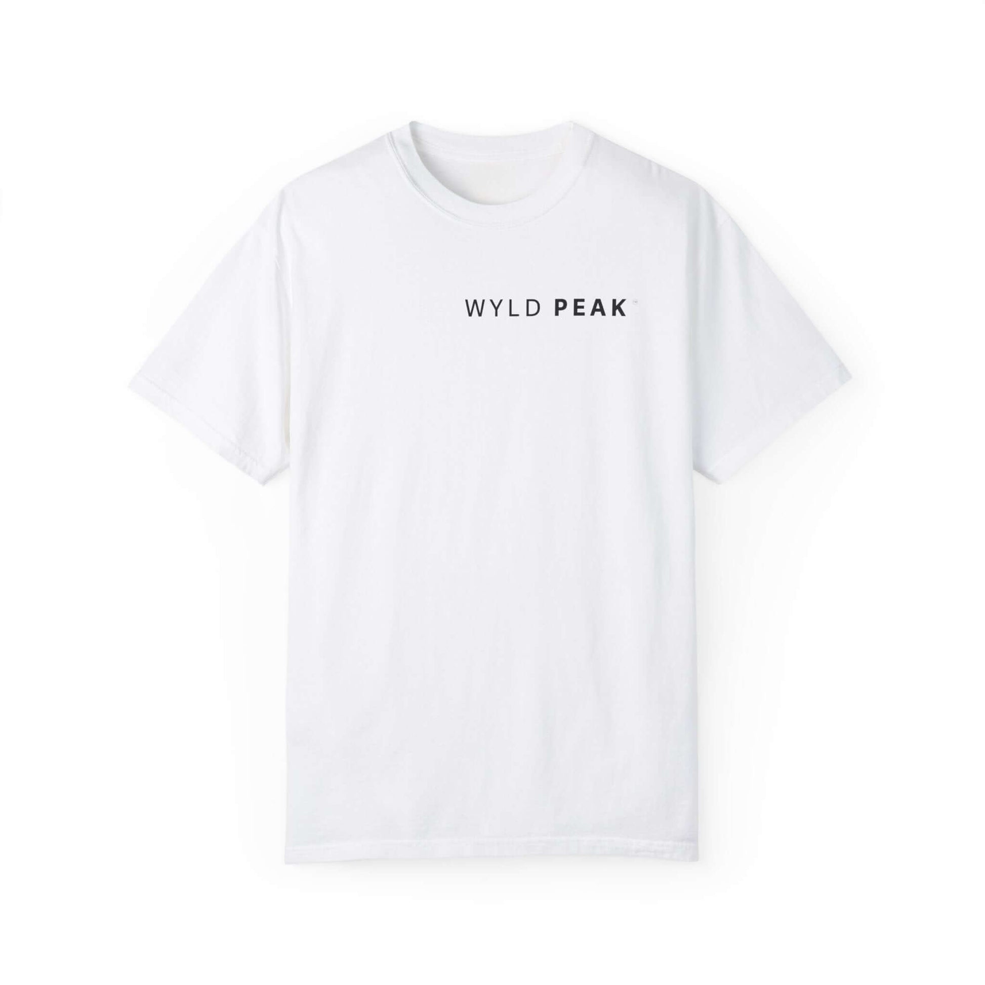 Sleek and modern women’s t-shirt with cotton comfort and bold Wyld Peak branding in white.