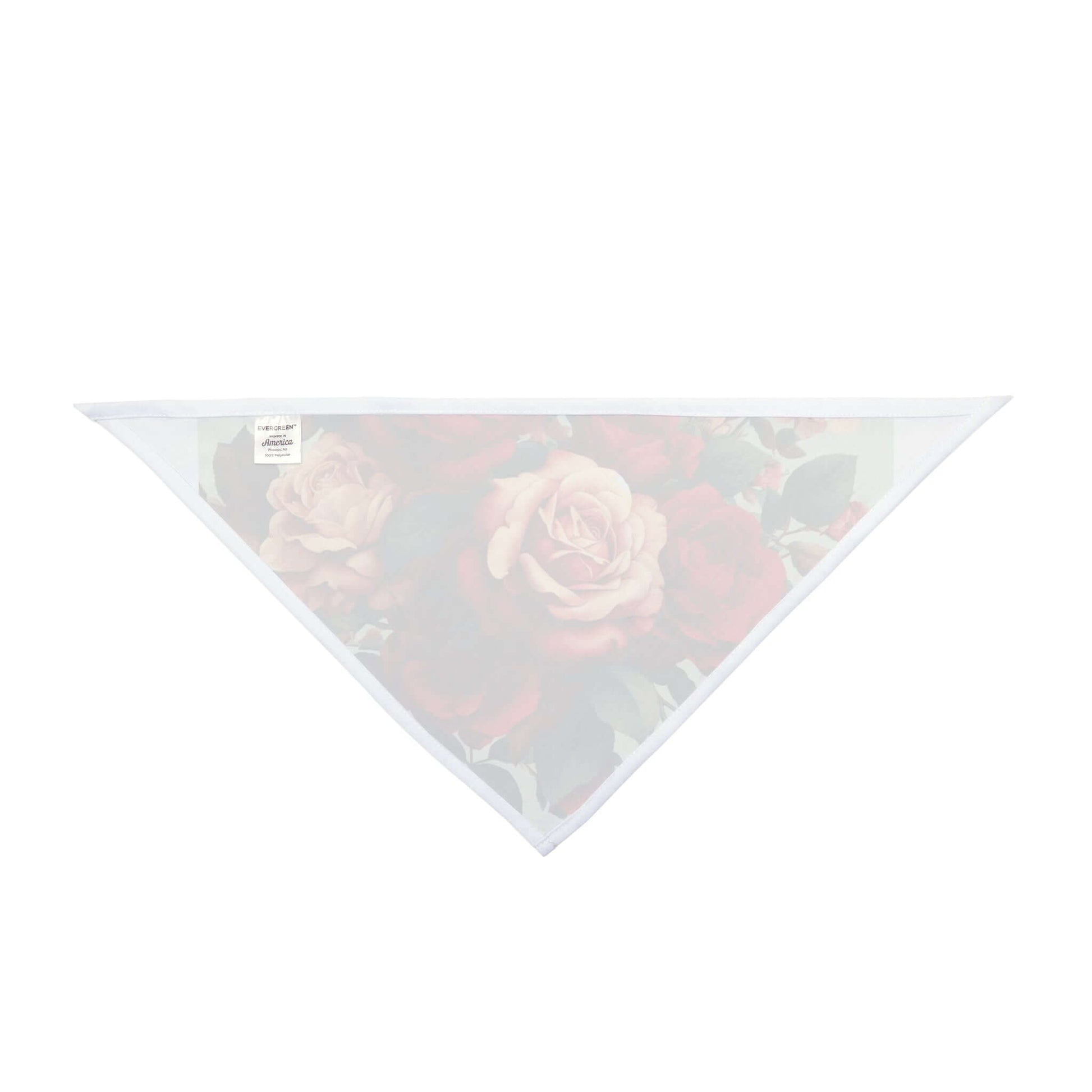 Back view of Wyld Peak pet bandana in rose floral design, white background.
